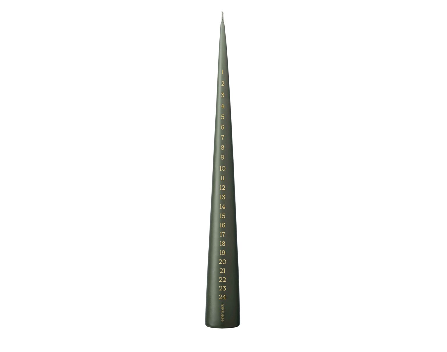 Festive Advent Calendar Cone Candle in Nordic Green by Ester & Erik - 37cm