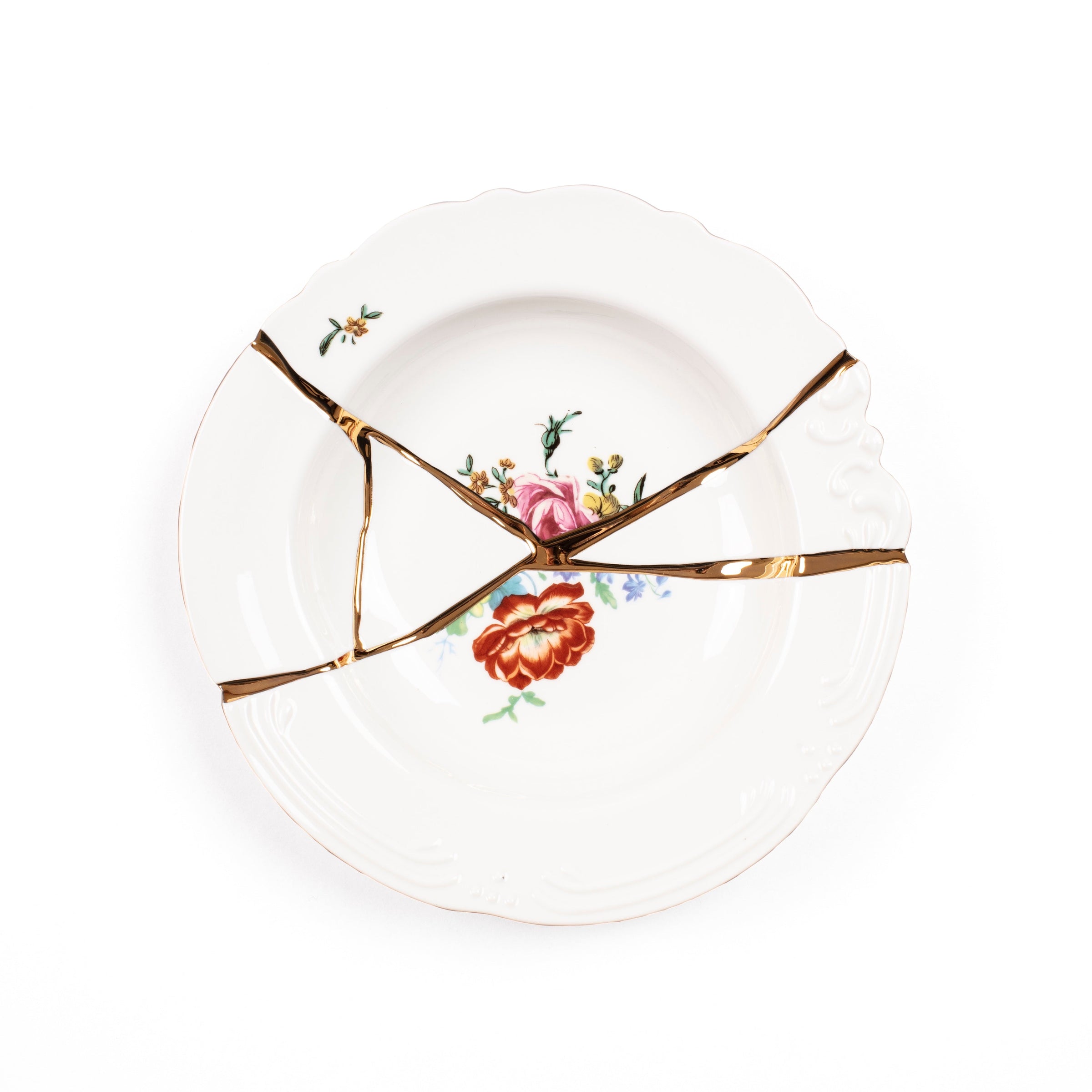Seletti Kintsugi Pasta Soup Plate - Porcelain with 24K Gold Detailing