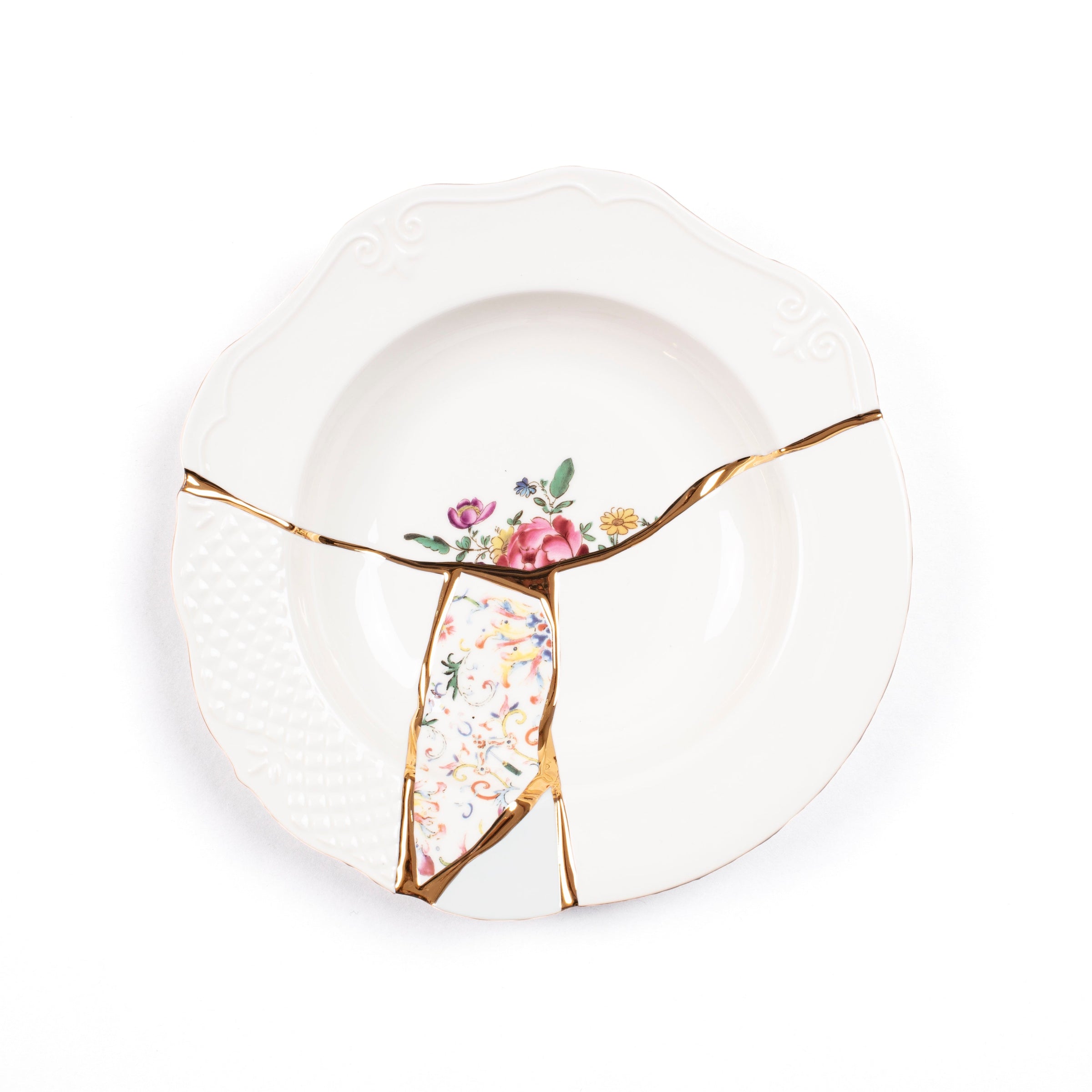 Seletti Kintsugi Pasta Soup Plate - Porcelain with 24K Gold Detailing