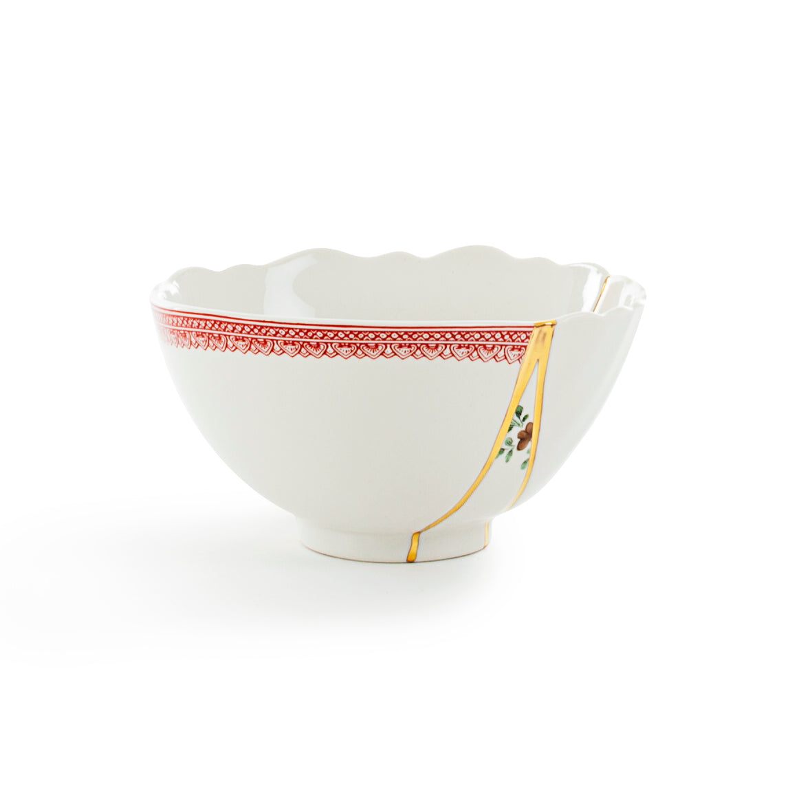 Seletti Kintsugi Small Fruit Bowl - Handmade Porcelain with 24K Gold Detailing