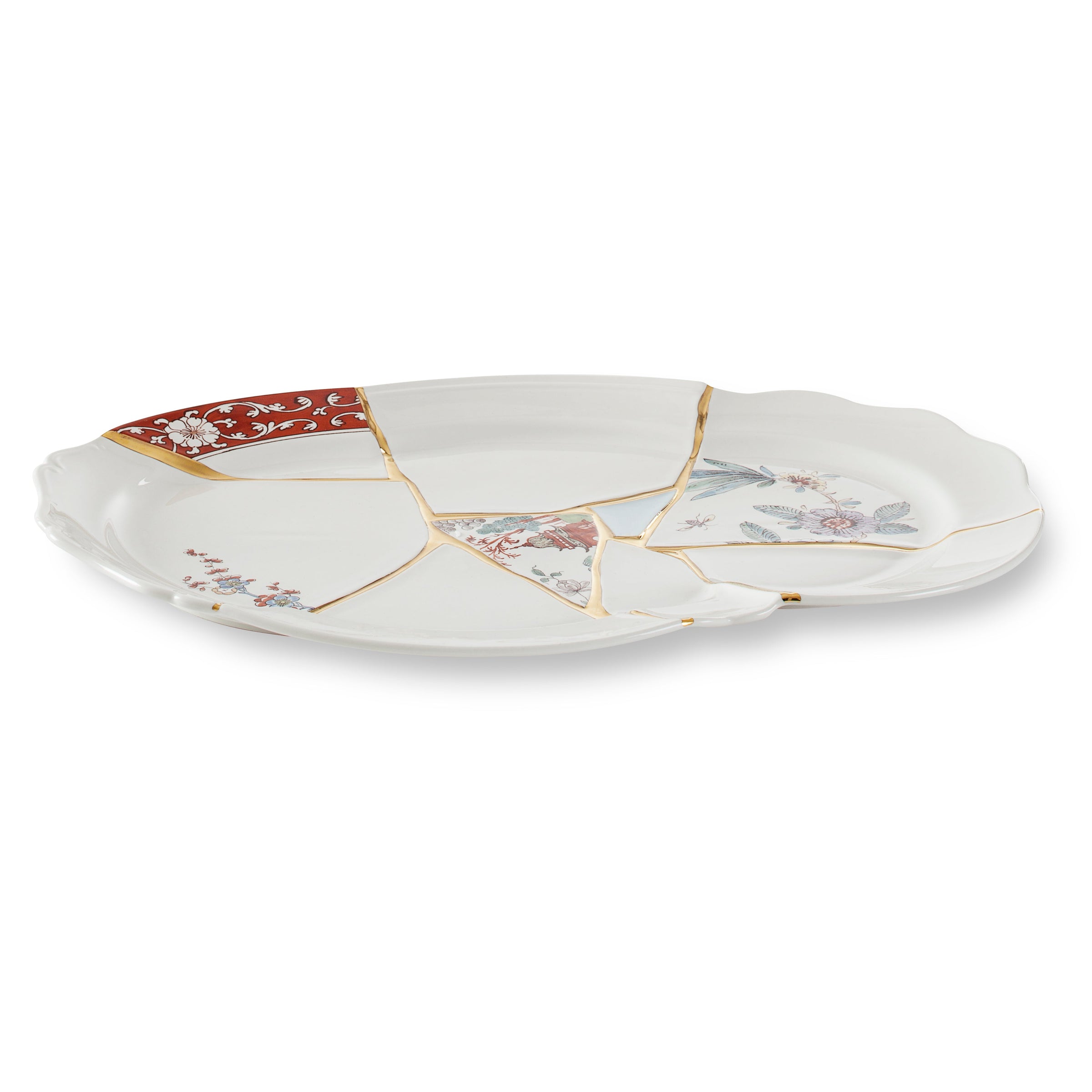 Seletti Kintsugi Tray - Handcrafted Porcelain Serving Platter with 24K Gold