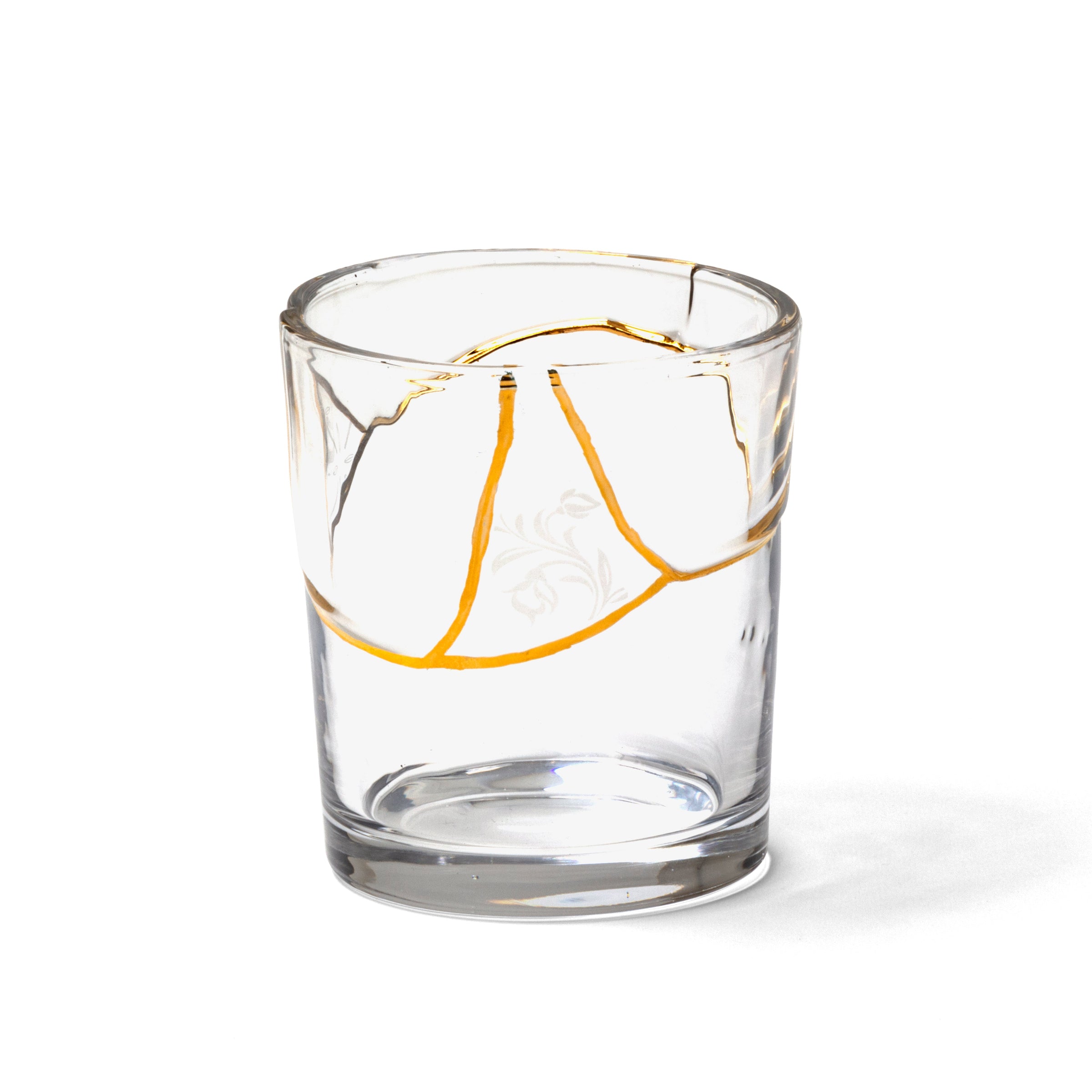 Seletti Kintsugi Water Glass - Artisan Glass with 24K Gold Detailing (Multiple Designs)