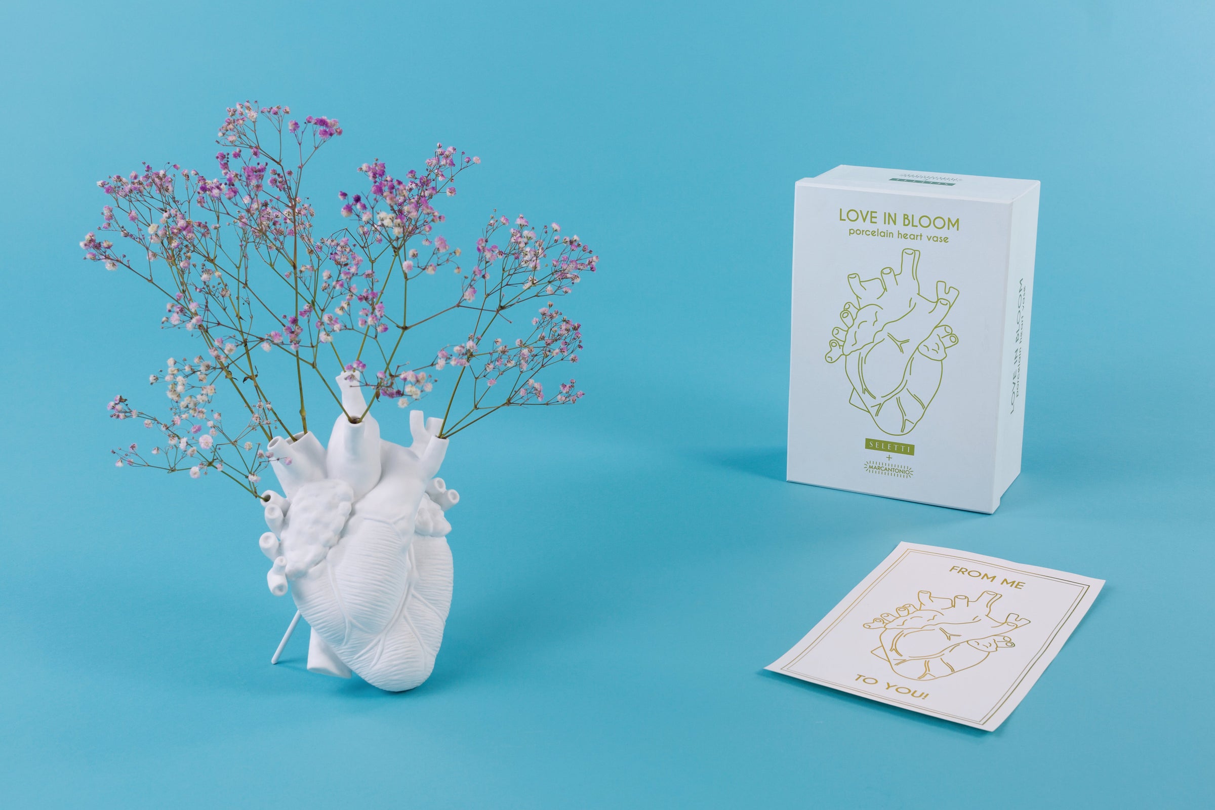 Seletti Love In Bloom White Porcelain Heart Vase - Anatomical Heart Design