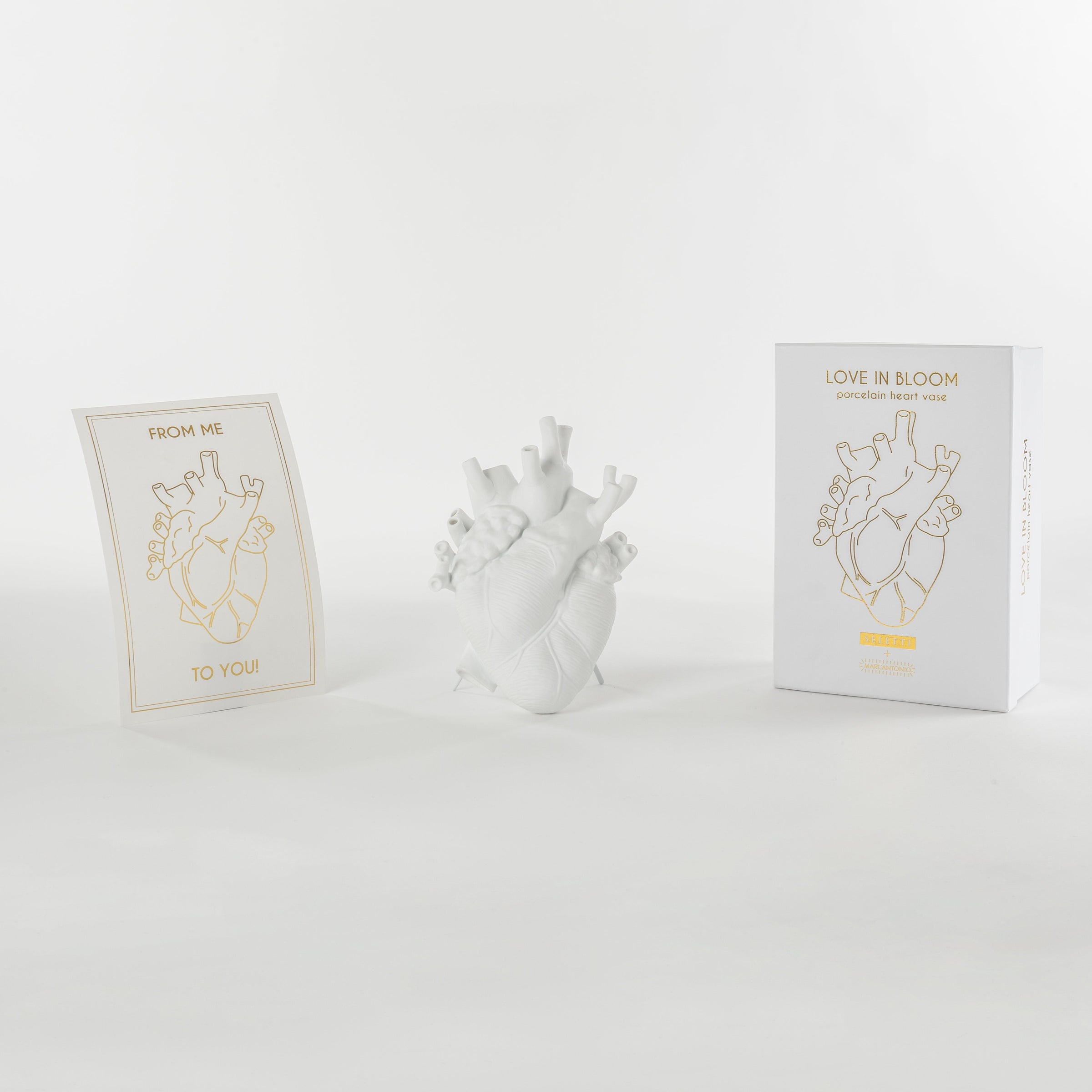 Seletti Love In Bloom White Porcelain Heart Vase - Anatomical Heart Design