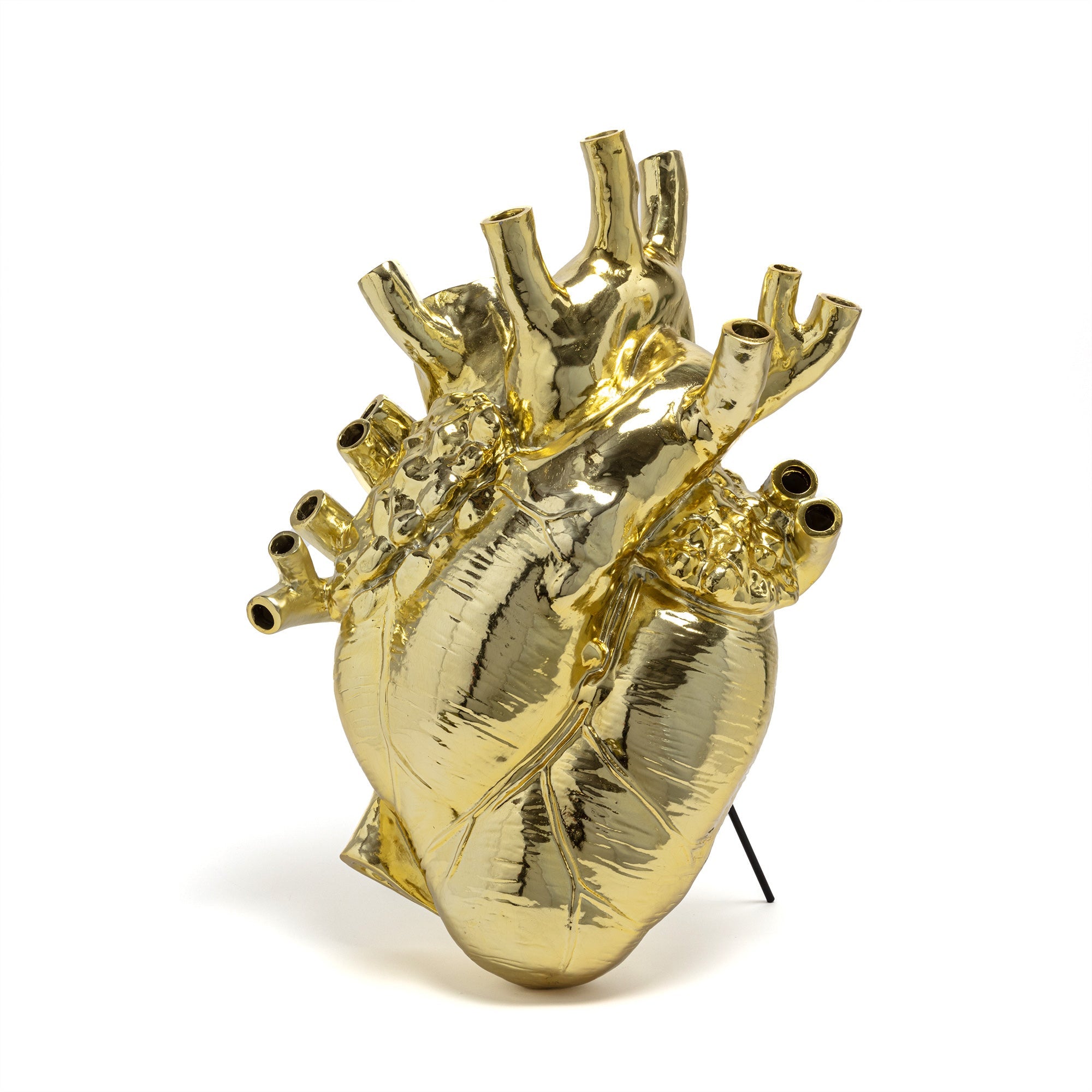 Seletti Love In Bloom Giant Gold Vase - Oversized Golden Anatomical Heart Vase