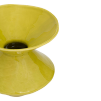 close-up of lime yellow reactive glaze on Urban Nature Culture Zale vase