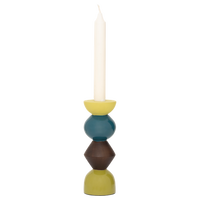 cut-out image of Signe mango wood candle holder showing stacked geometric shapes
