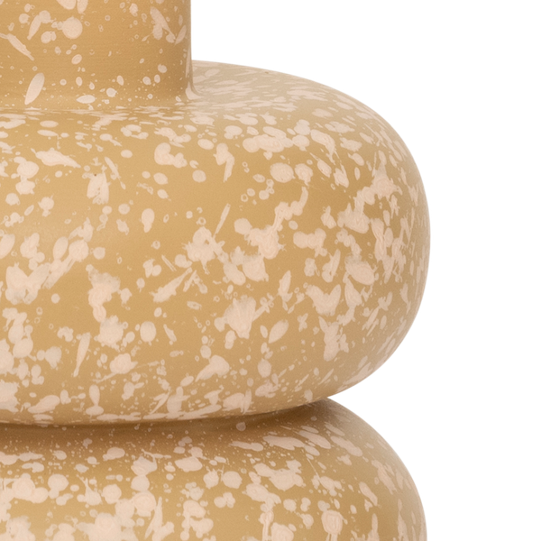close-up of speckled ceramic finish on zody candle holder
