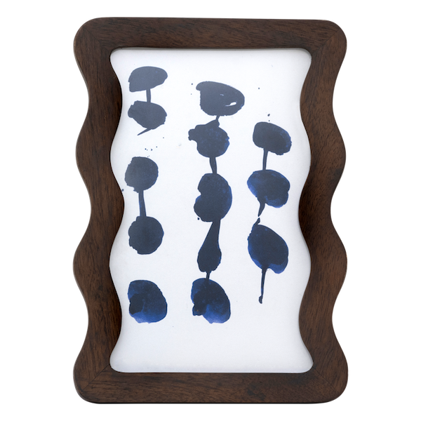 sculptural wavy mango wood picture frame side angle