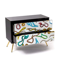 Seletti chest of drawers with colourful snakes design for eclectic homes