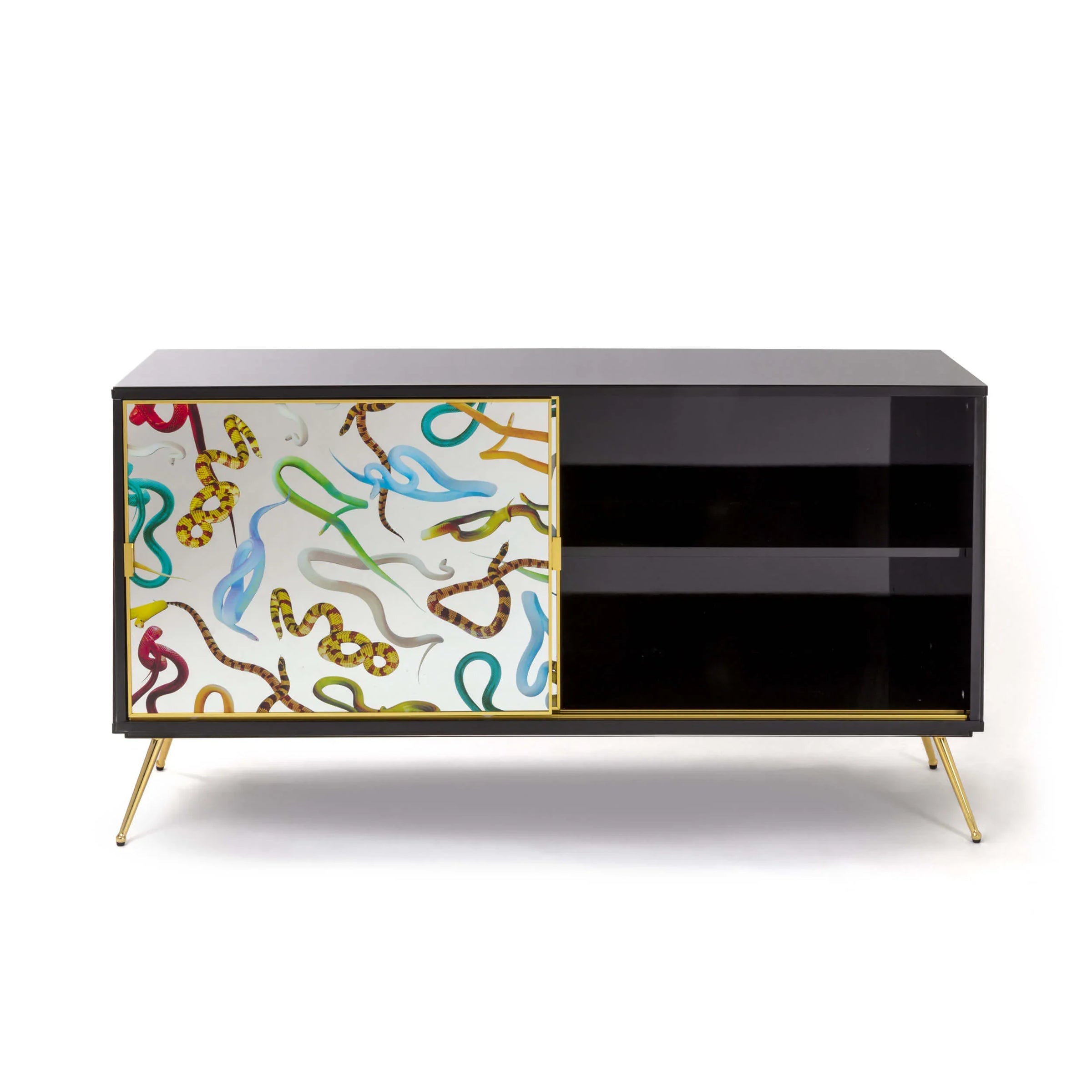 Artistic sideboard with Toiletpaper Magazine snakes motif by Seletti
