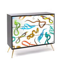Seletti three-drawer chest with colourful snakes design for eclectic homes