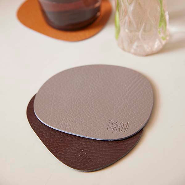 Recycled Leather Coaster Set of 6 by Aida – Clay Tones for Calm, Stylish Tables