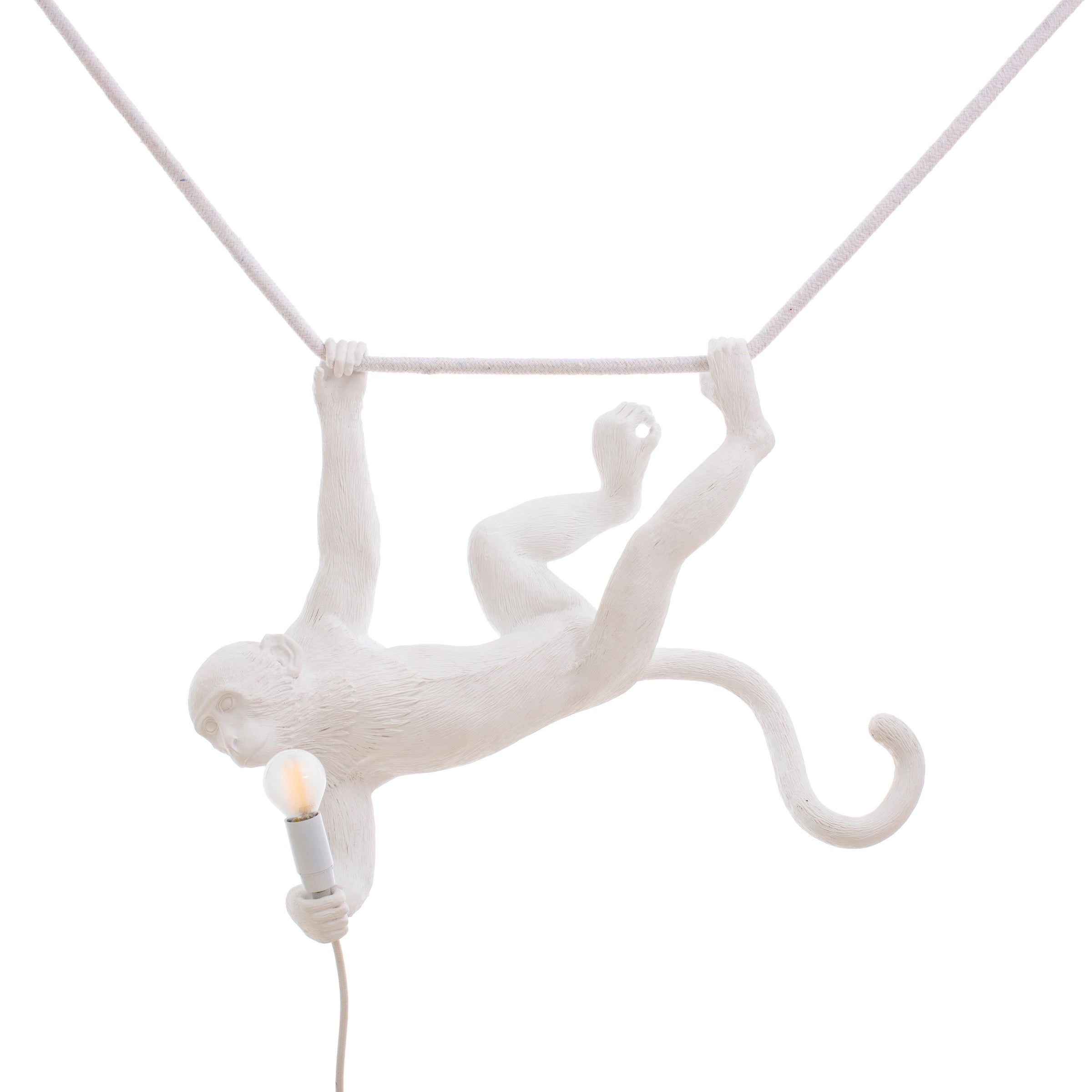 Seletti Monkey Lamp Collection - Black Monkey Lamp, White Monkey Lamp, Standing, Sitting, Hanging, Ceiling, and Swing