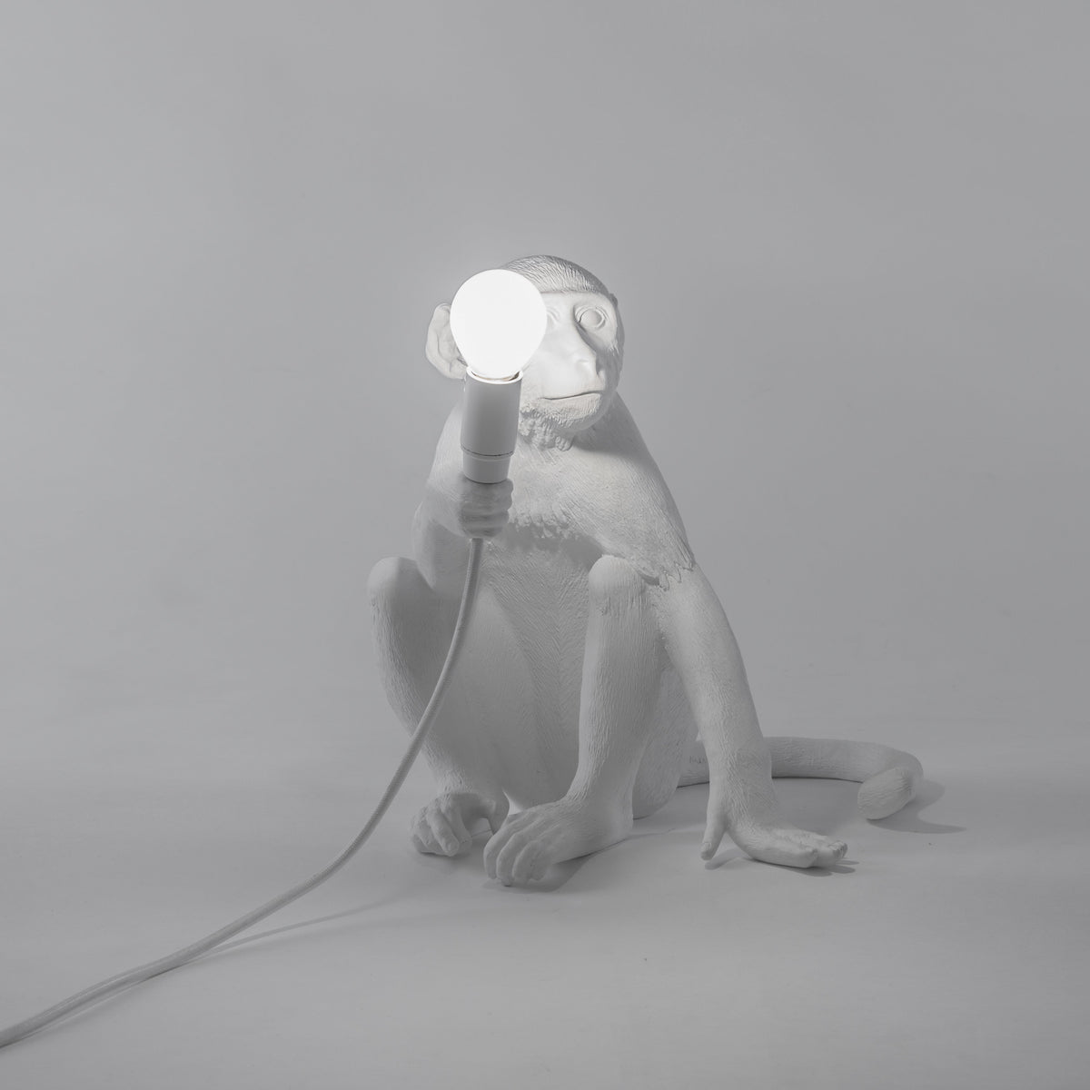 Seletti White Monkey Lamp, sitting version, view 4