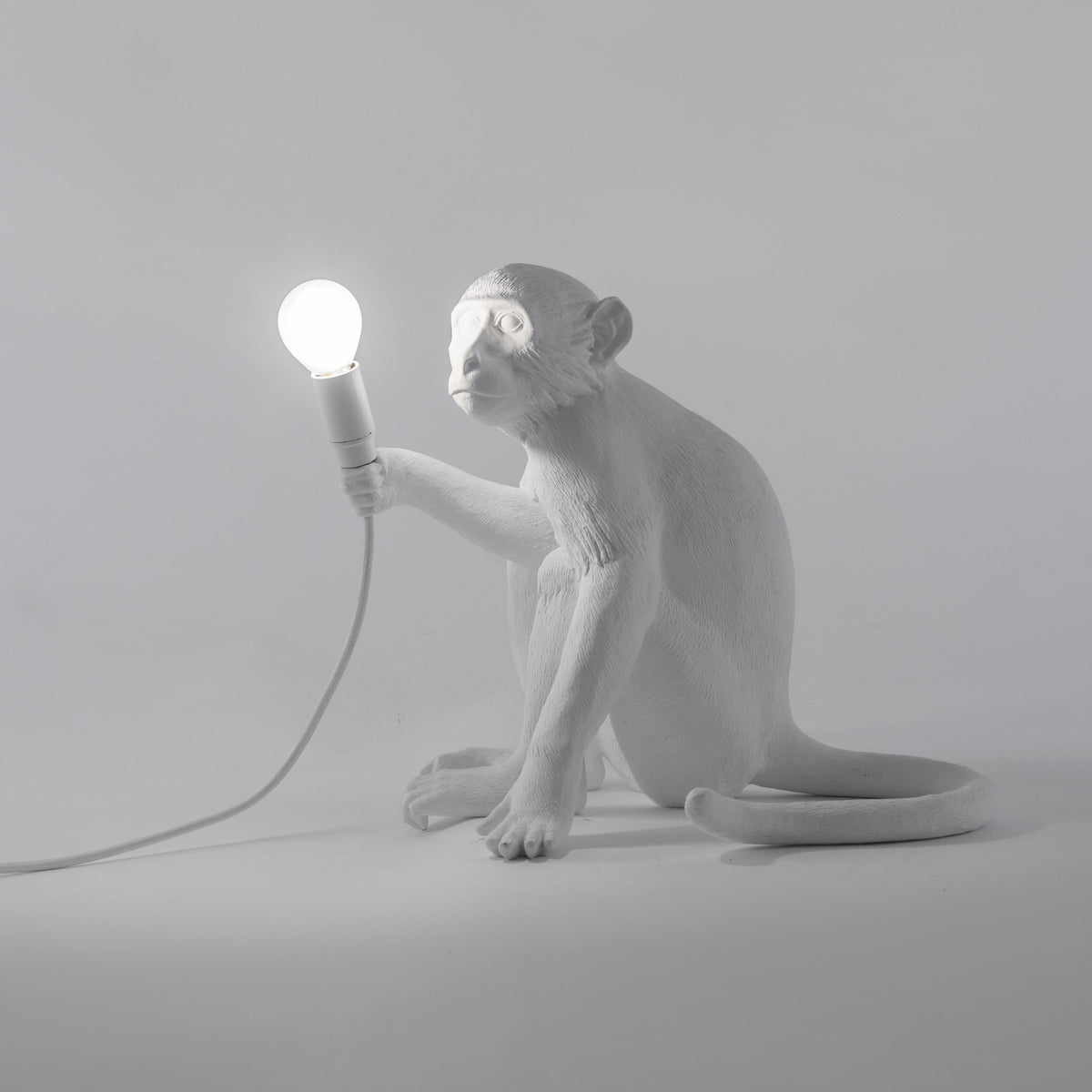 Seletti White Monkey Lamp, sitting version, view 3