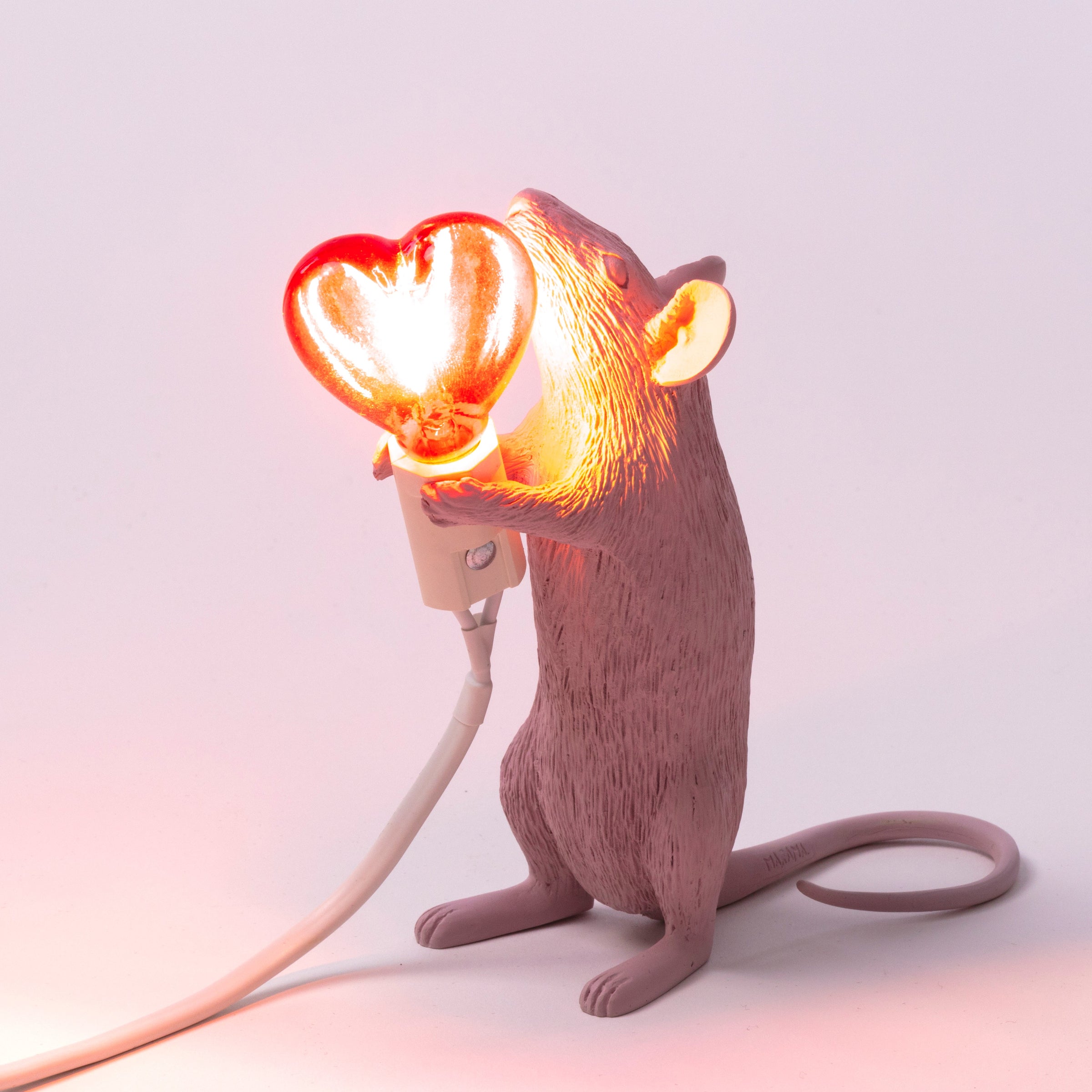Mouse Lamps by Seletti in White, Gold, and Pink with Standing Mouse, Sitting Mouse, and Lying Down Mouse Options