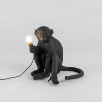 Seletti Monkey Lamp Collection - Black Monkey Lamp, White Monkey Lamp, Standing, Sitting, Hanging, Ceiling, and Swing