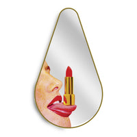 Seletti x TOILETPAPER Pear-Shaped Mirrors - Gold Frame (Trumpets, Lipsticks, Drill, Tongue, Seagirl)