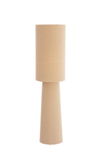 sand caramel boucle floor lamp with round shade and sculptural base, 165cm, by Light & Living
