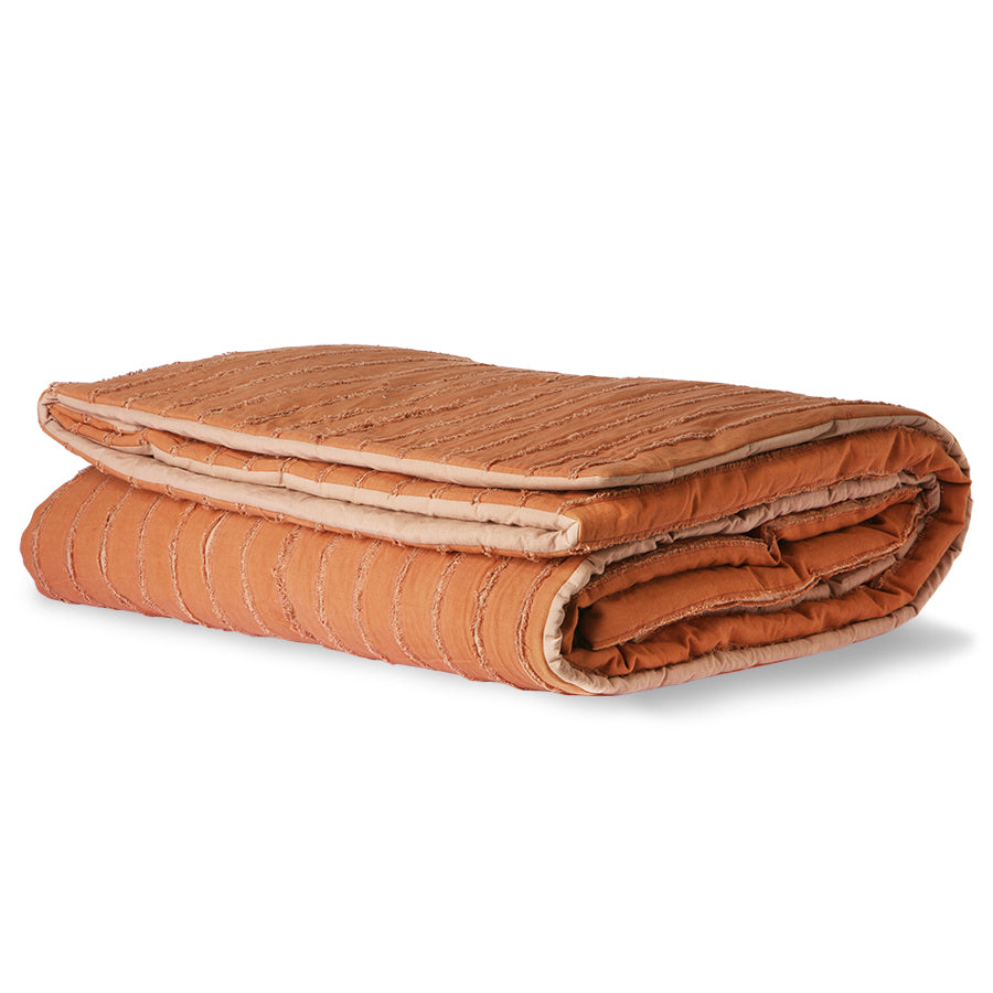 PATCHED COTTON STRIPED BEDSPREAD (240X260)