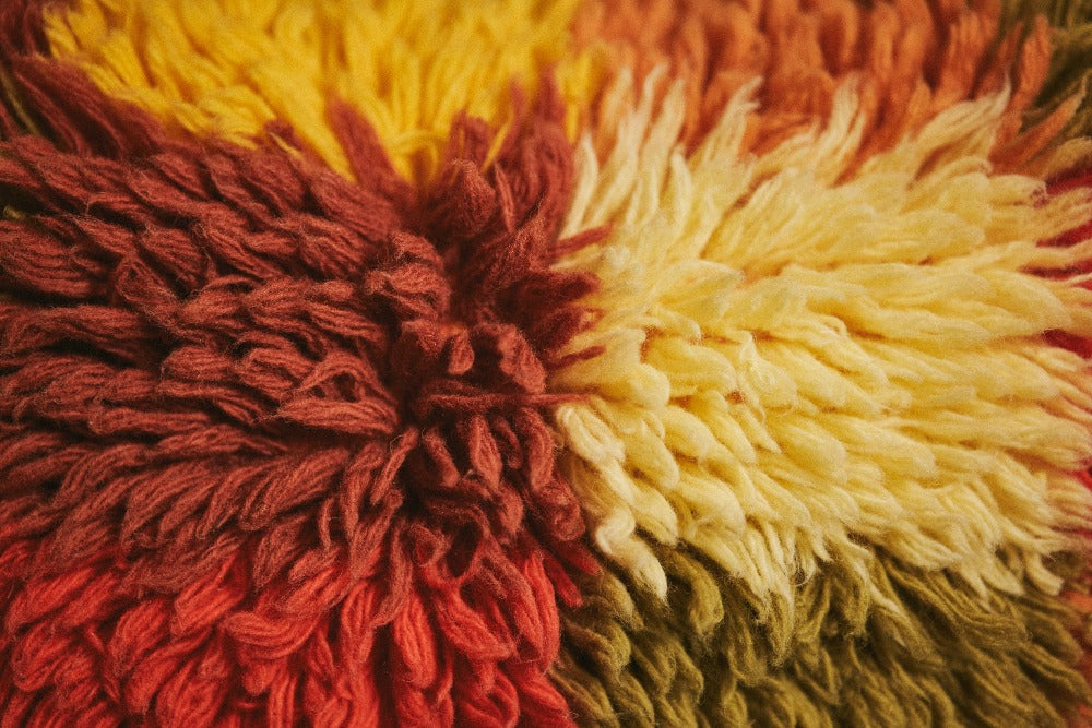 HKLIVING fluffy shaggy cushion shown on chair or bed for seasonal cosy styling
