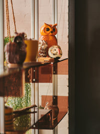 HKLIVING ceramic owl jar roasted brown, decorative kitchen storage jar styled in interior

