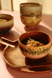 HKLIVING Lush noodle bowl filled with noodles on a wooden board with chopsticks