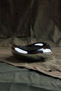 Gleam Glass Bowl – Chrome – Reflective Sculptural Glass Bowl