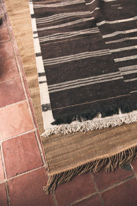 Striped Woolen Kelim Rug - Brown 150x240cm by HKLIVING