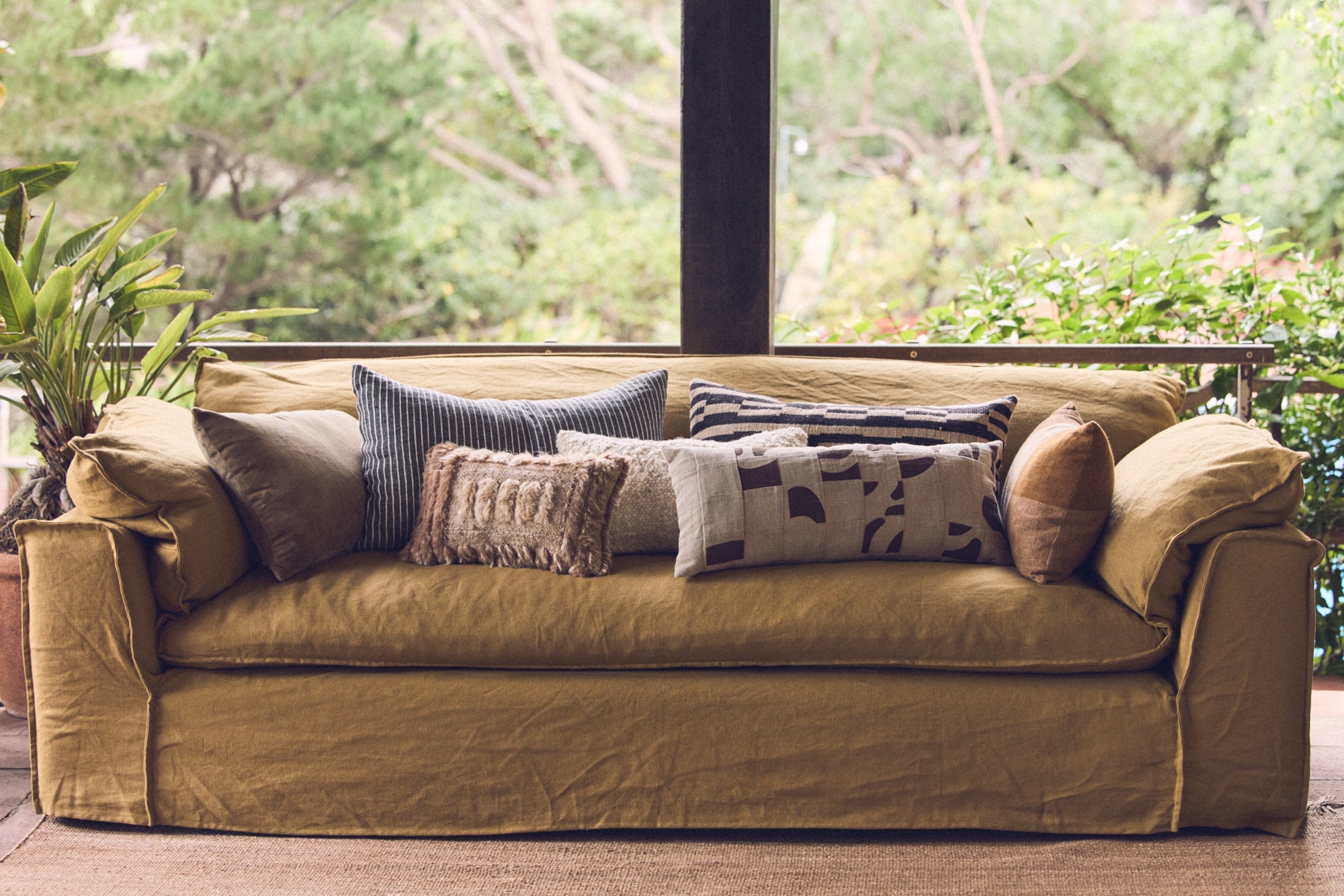 Natural Furry Cushion by HKLIVING - 40x25cm Wool & Cotton Blend