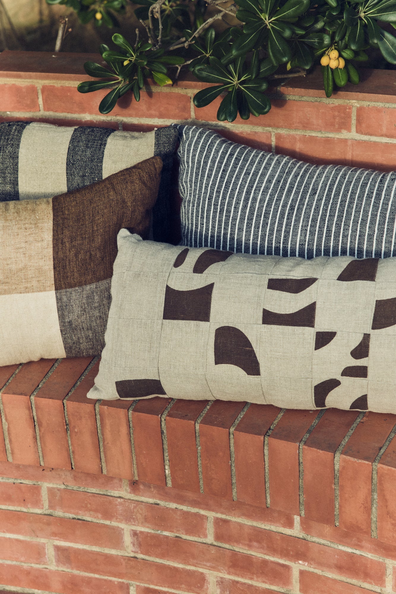 HKLIVING Natural Patched Cushion - 70x30cm Linen