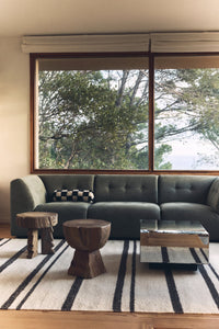 Solid Teak Stool - Arched Wooden Stool Minimalist Accent Seating by hkkliving