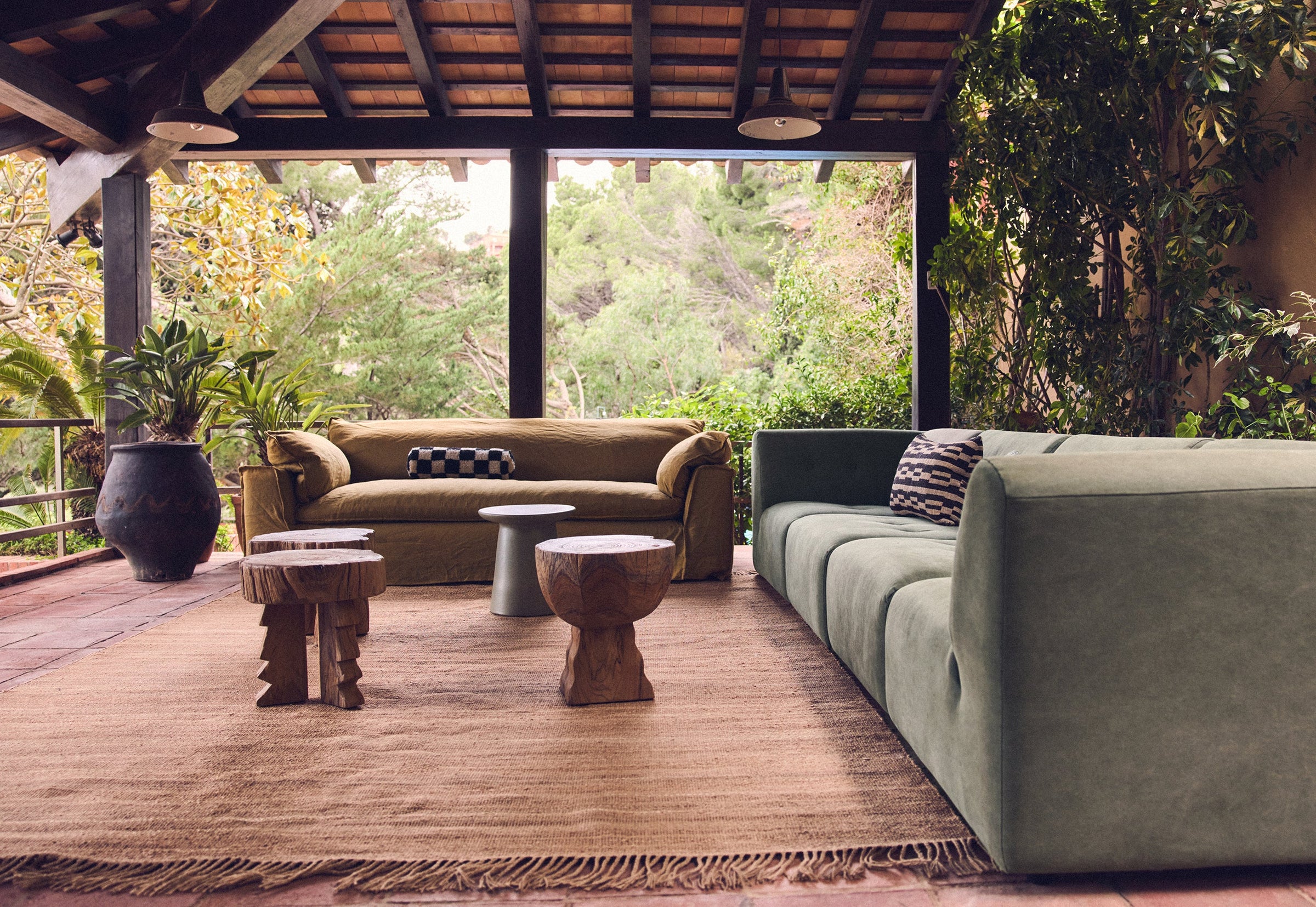 Solid Teak Stool - Arched Wooden Stool Minimalist Accent Seating by hkkliving