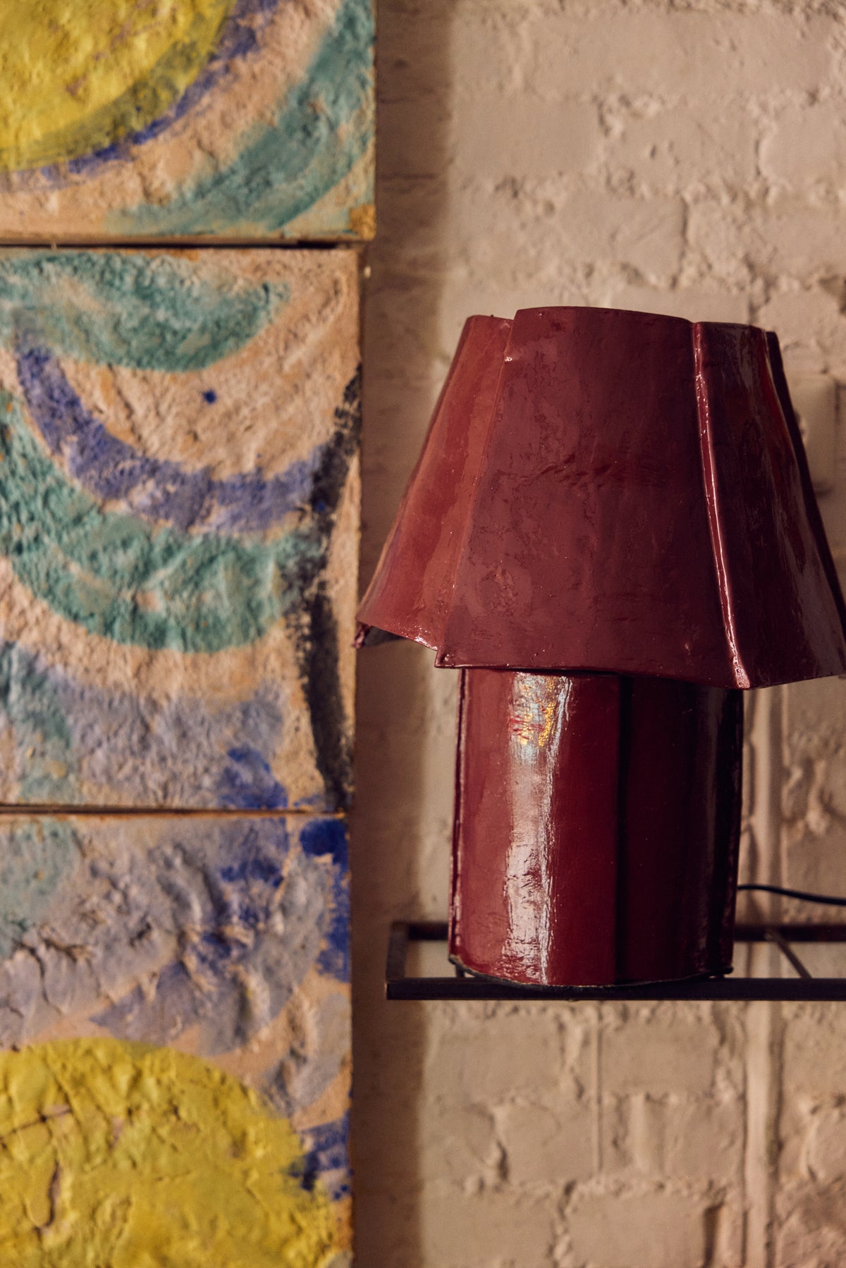 Cotton maché table lamp by HKLIVING, lifestyle shot