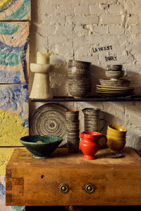 70s Ceramics Small Tapas Bowl on Base in Brew by HKLIVING, styled shot