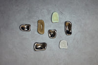 HKLIVING Glass Wall Sculpture collection including Cream, Moss, Overcast and Chrome colourways arranged on a concrete surface