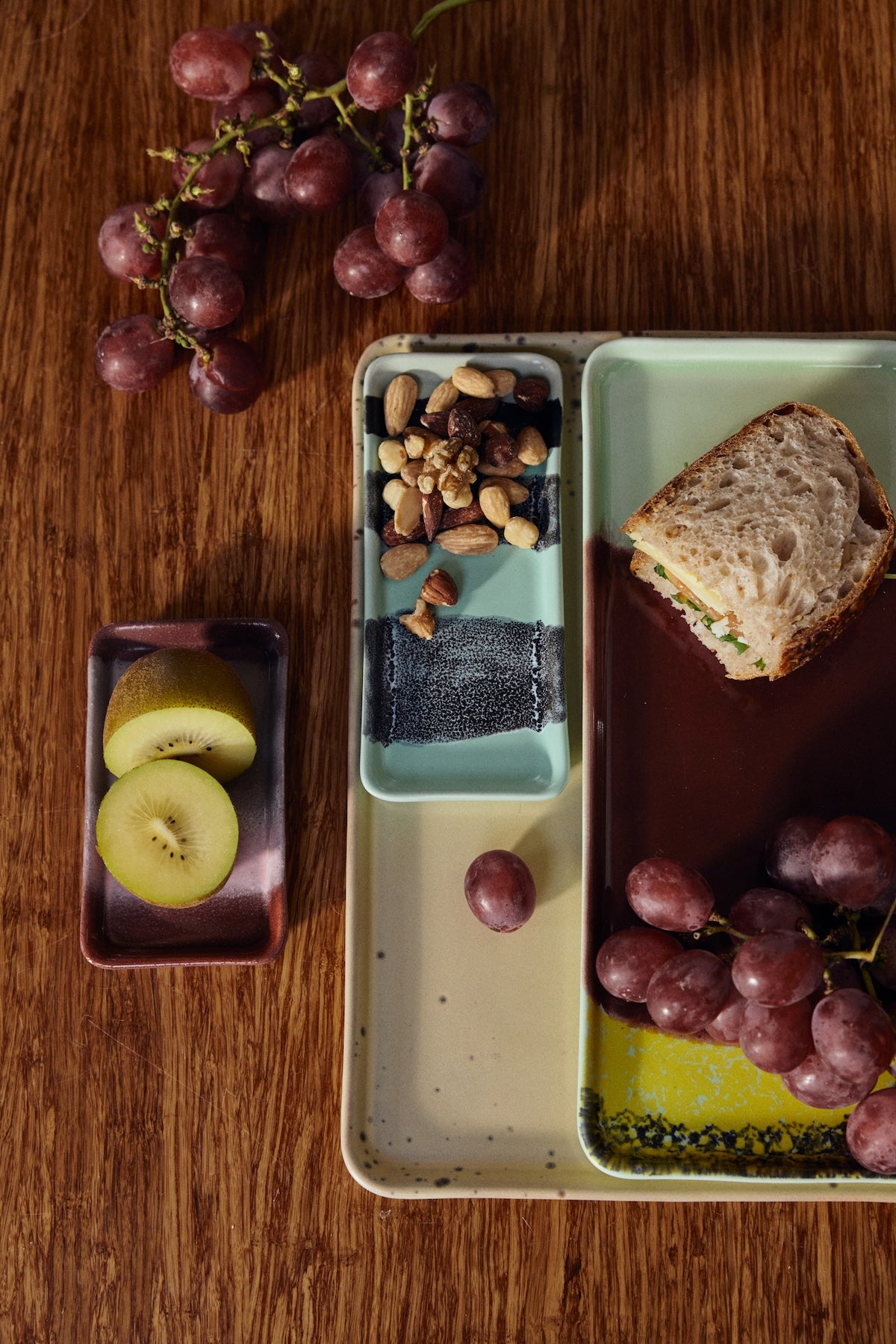 HKLIVING 70s ceramics cherry cake tray styled with fruit and small serving trays