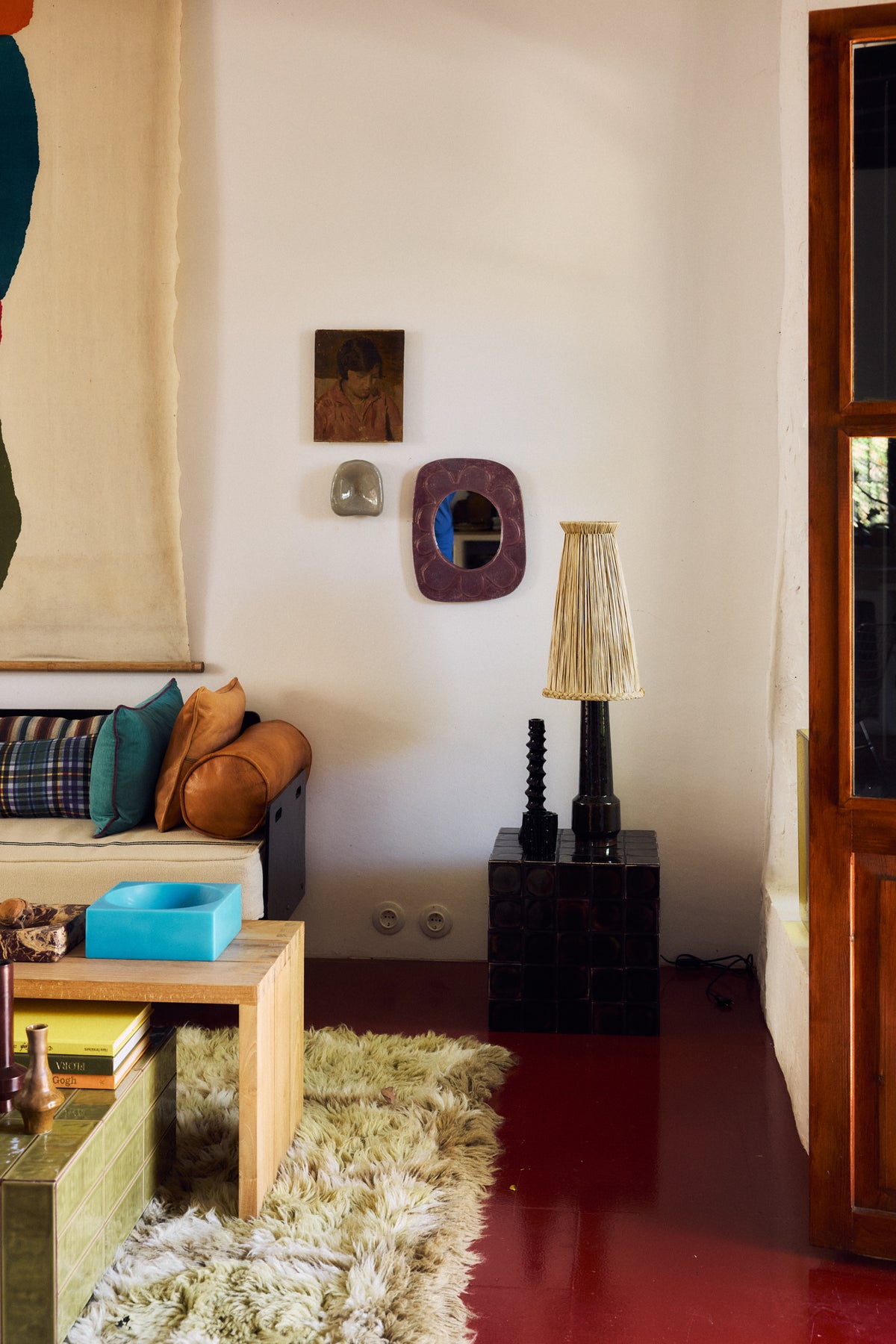 Tiled Side Table in Olives by HKLIVING – styled in a living room setting