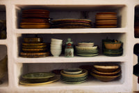 Ceramic Rustic Oven Dish in Olive Green by HKLIVING – lifestyle styling shot