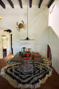 Organic Wool Rug in Black & Cream by HKLIVING – lifestyle styling shot