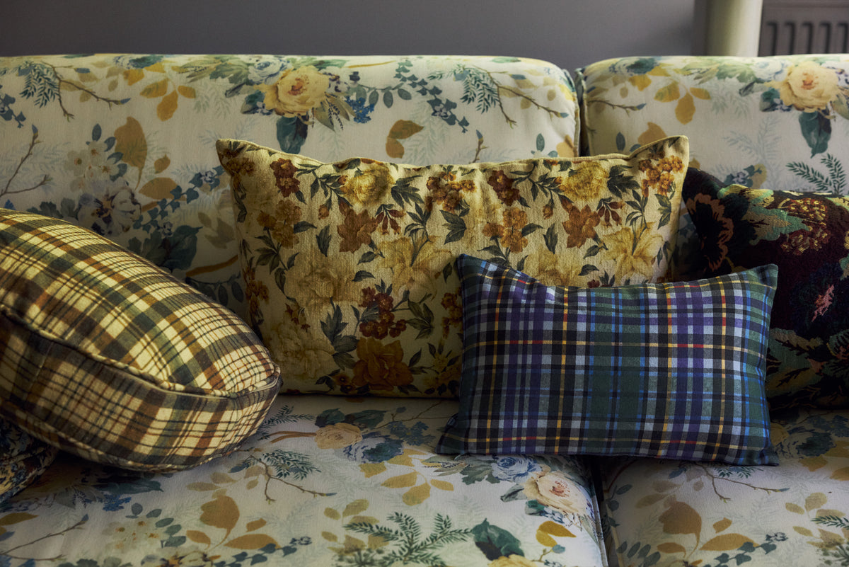 Printed Brown Ink cushion, campaign shot