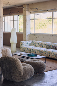 Teal sculptural square bowl, campaign shot