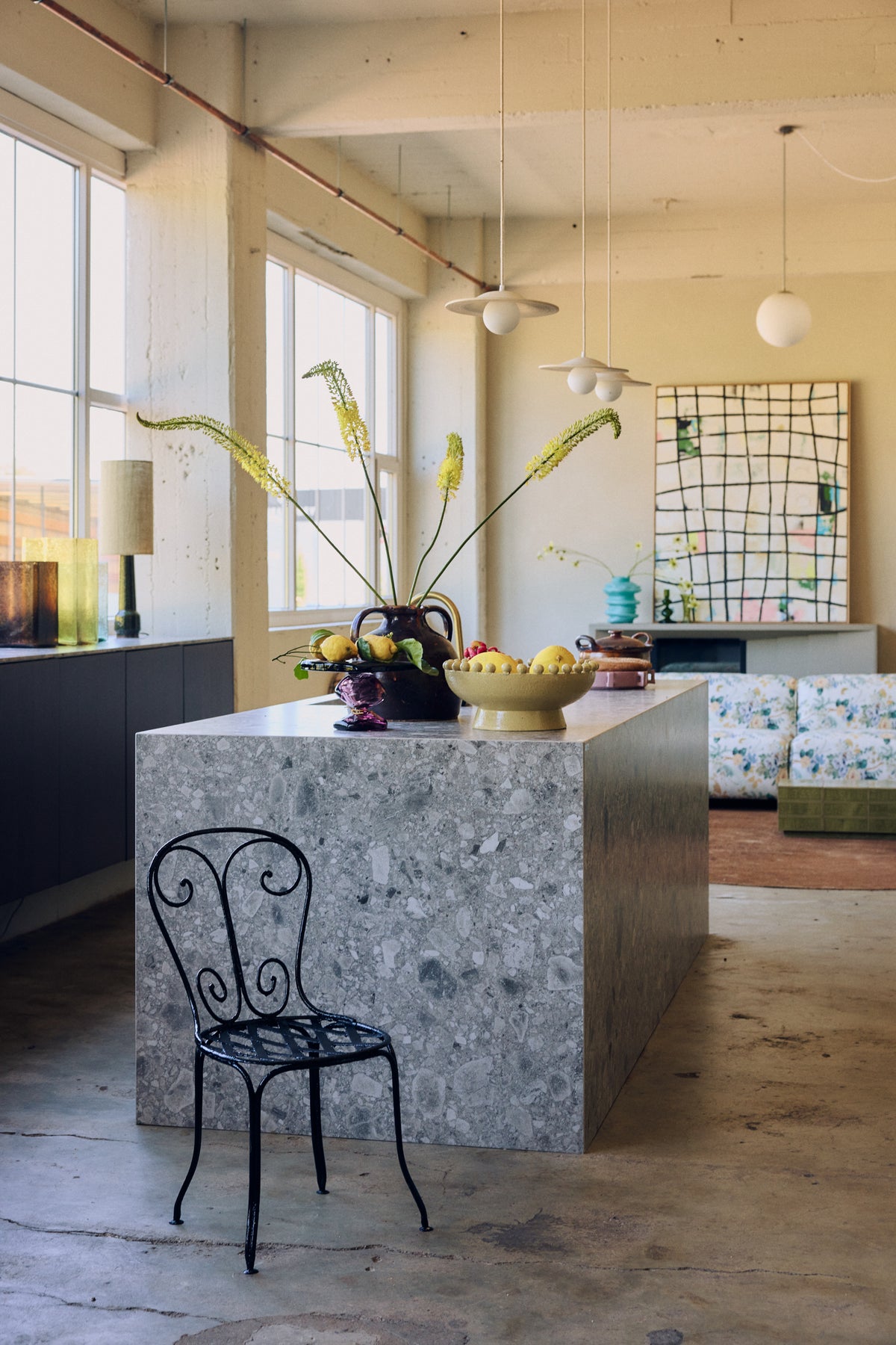 Robust Ceramic Bowl in Mustard by HKLIVING – lifestyle styling shot