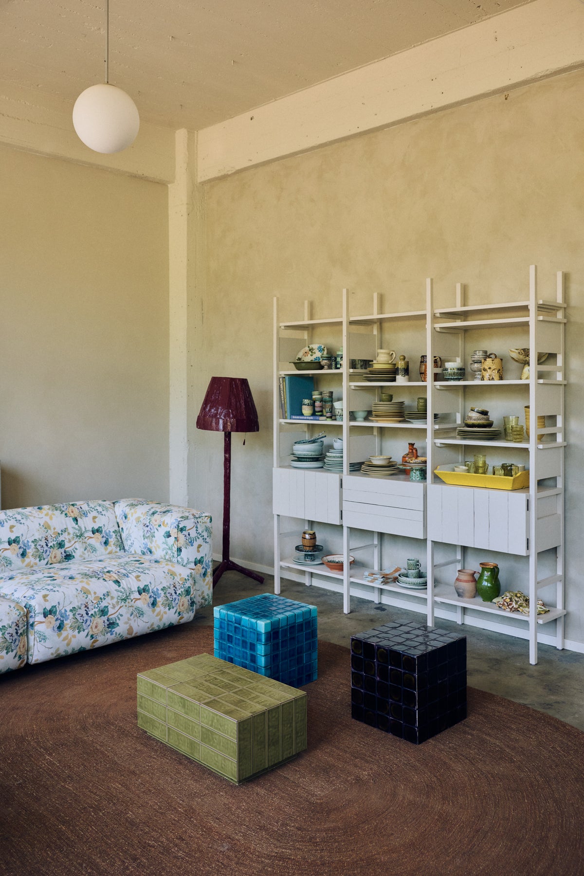 Tiled Side Table in Olives by HKLIVING – additional campaign styling shot