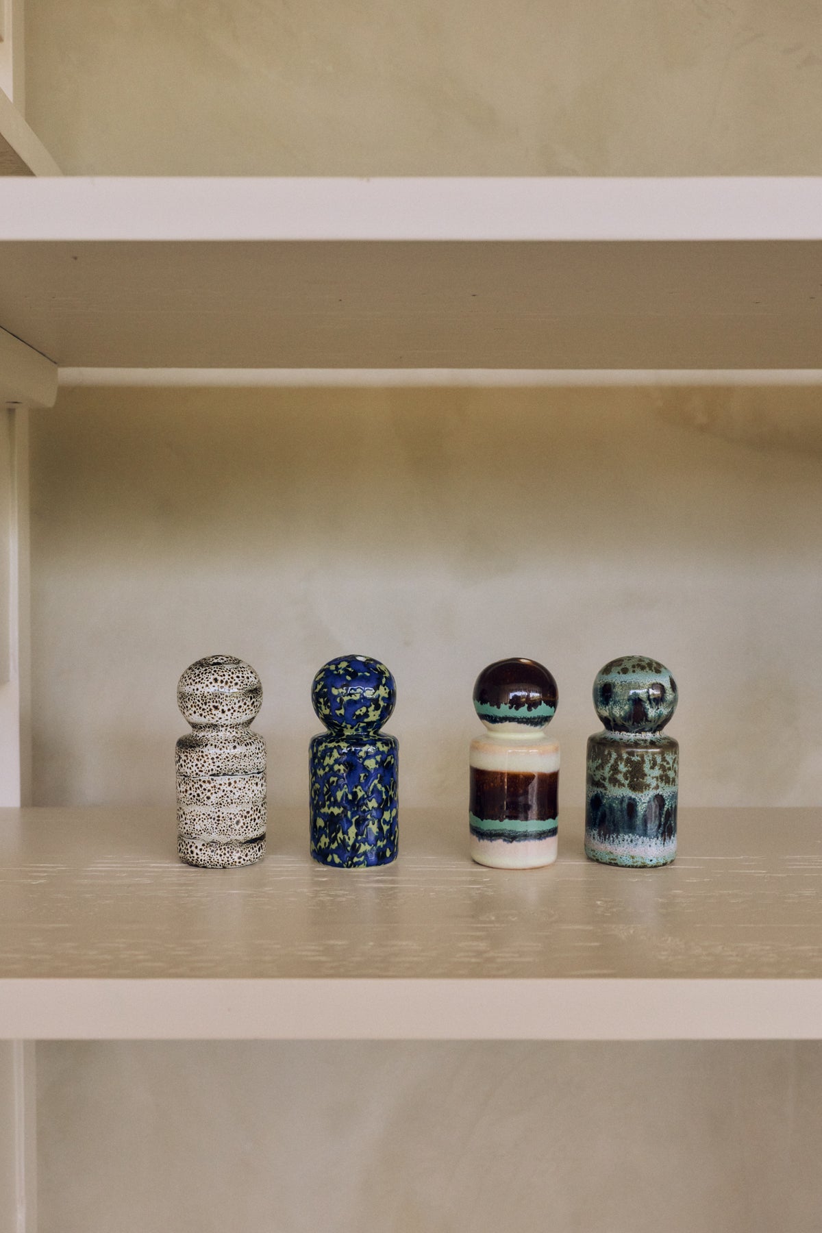 70s Ceramics Salt & Pepper Jar Set in Grain by HKLIVING, campaign shot