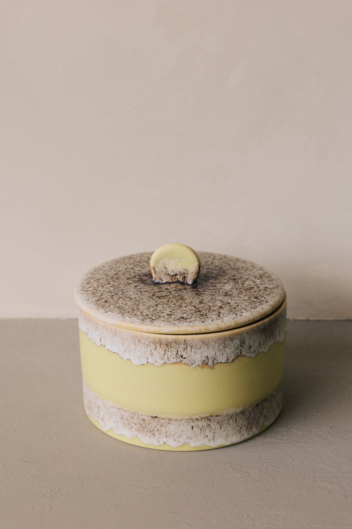 70s Ceramics Cookie Jar in Custard by HKLIVING, styled campaign shot