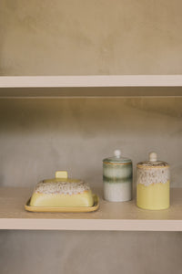 70s Ceramics Butter Dish in Custard by HKLIVING, styled campaign shot