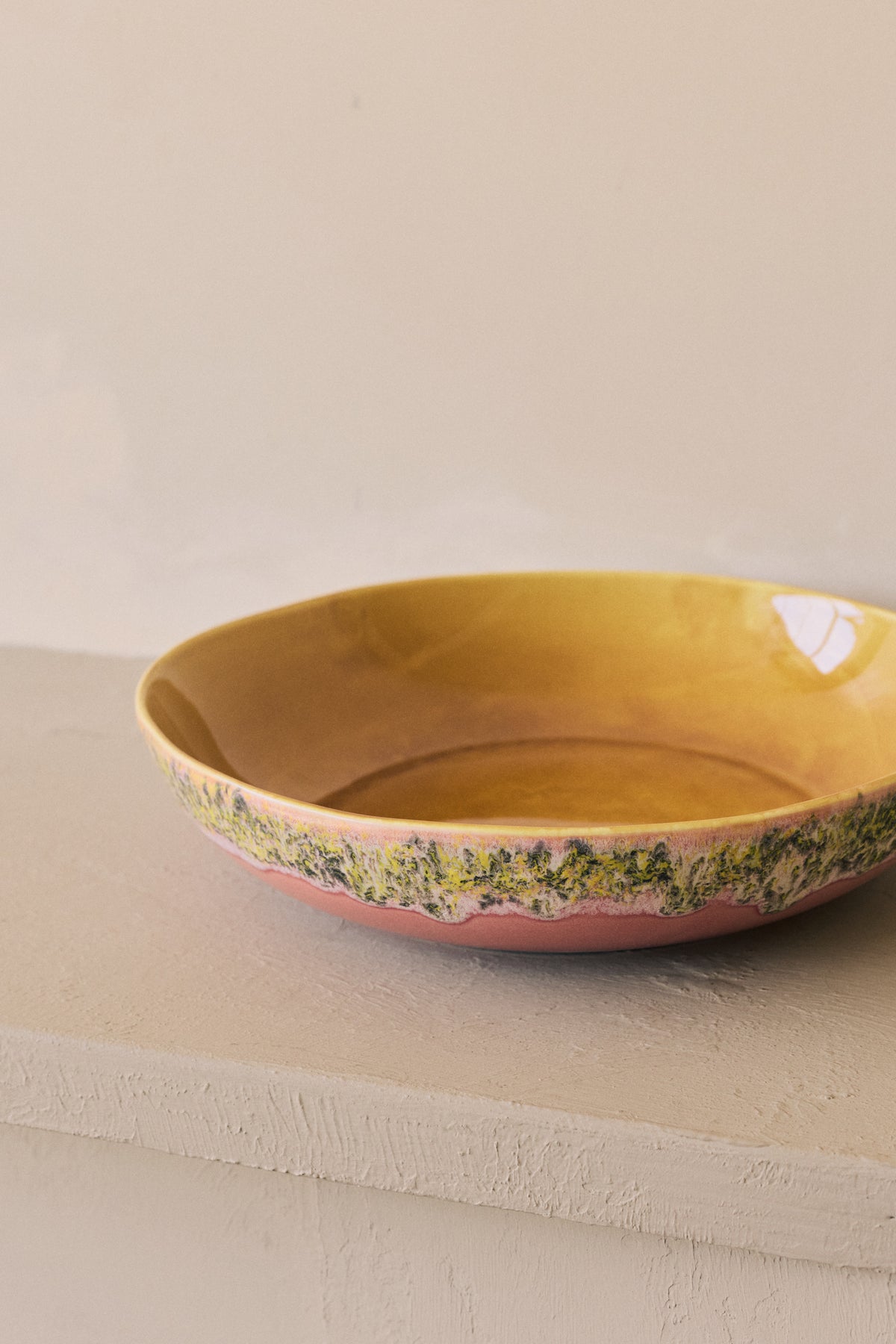 70s Ceramics Salad Bowl in Macaron by HKLIVING styled on an open shelf