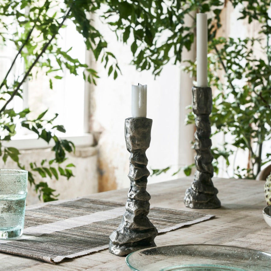 Antique Silver Candle Stand, Raku, Medium/Large